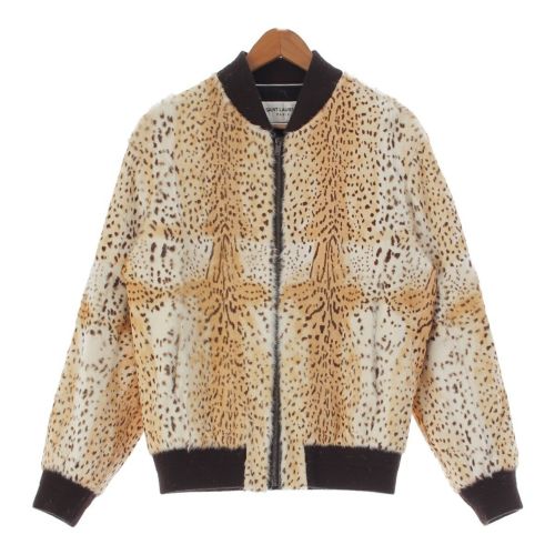 サンローラン アンソニーヴァカレロ 21AW ゴート リアルファー チーター レオパード柄 ブルゾン ボンバージャケット アウター ベージュ 50