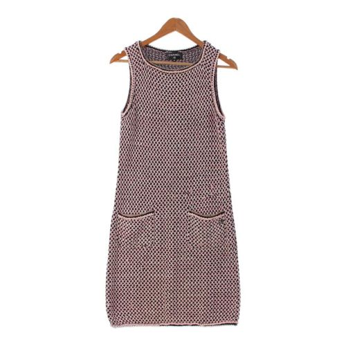 シャネル シルク コットン ノースリーブ ニット ワンピース ドレス P56642 ピンク 36