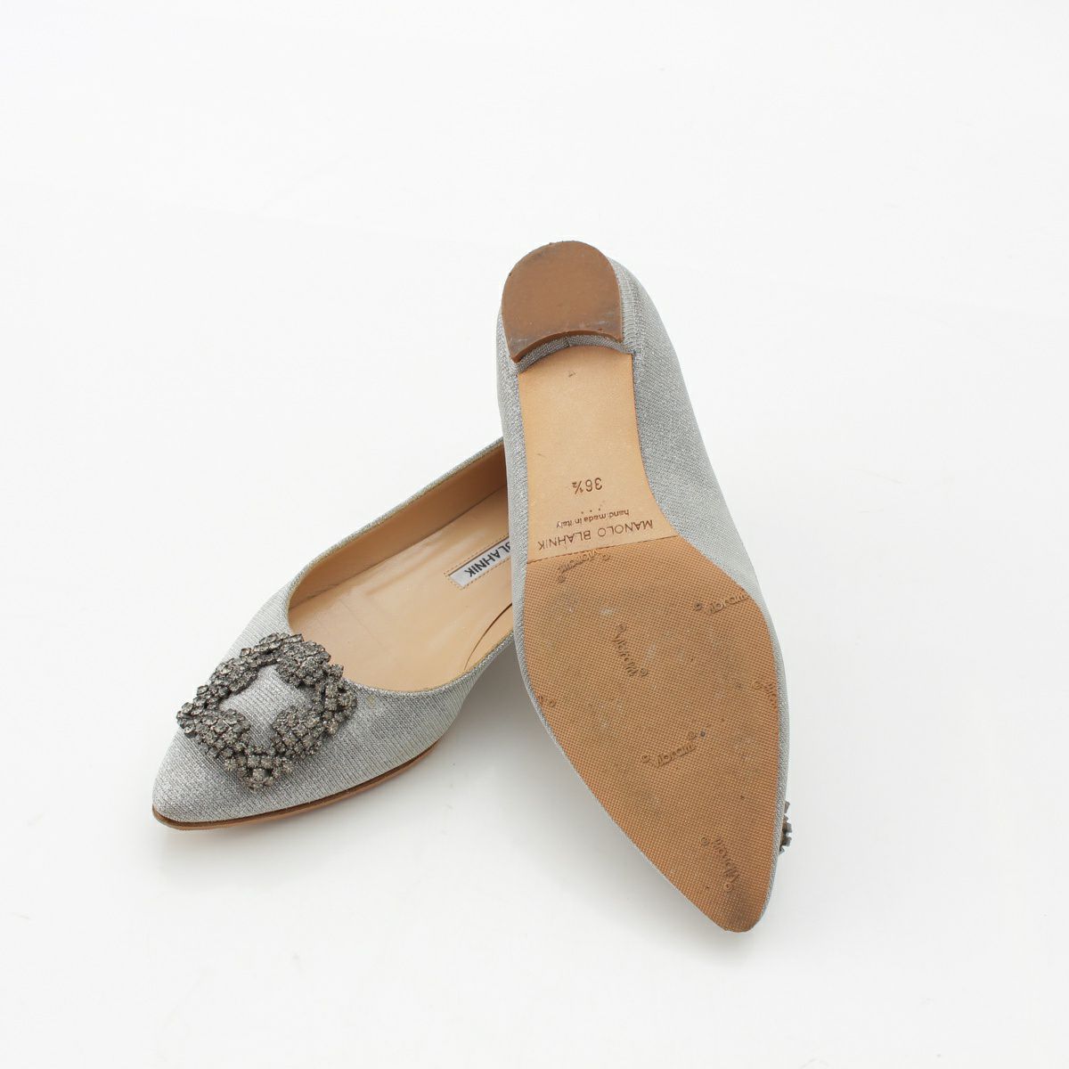 マノロブラニク Hangisi ハンギシ レザー グリッター フラット