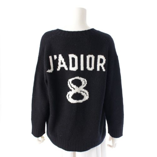 ディオール カシミヤ J'ADIOR 8 バックロゴ ニット セーター トップス 844S36AM016 ブラック ホワイト 36