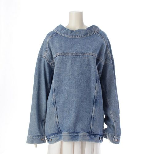 バレンシアガ 21ss コットンデニム プルオーバー ヴァルーズ デニムジャケット アウター ジャケット Gジャン 646893 TDW15 アイスブルー 34
