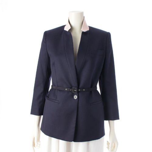 ステラマッカートニー ベルト付 七分袖 テーラードジャケット アウター ネイビー 36