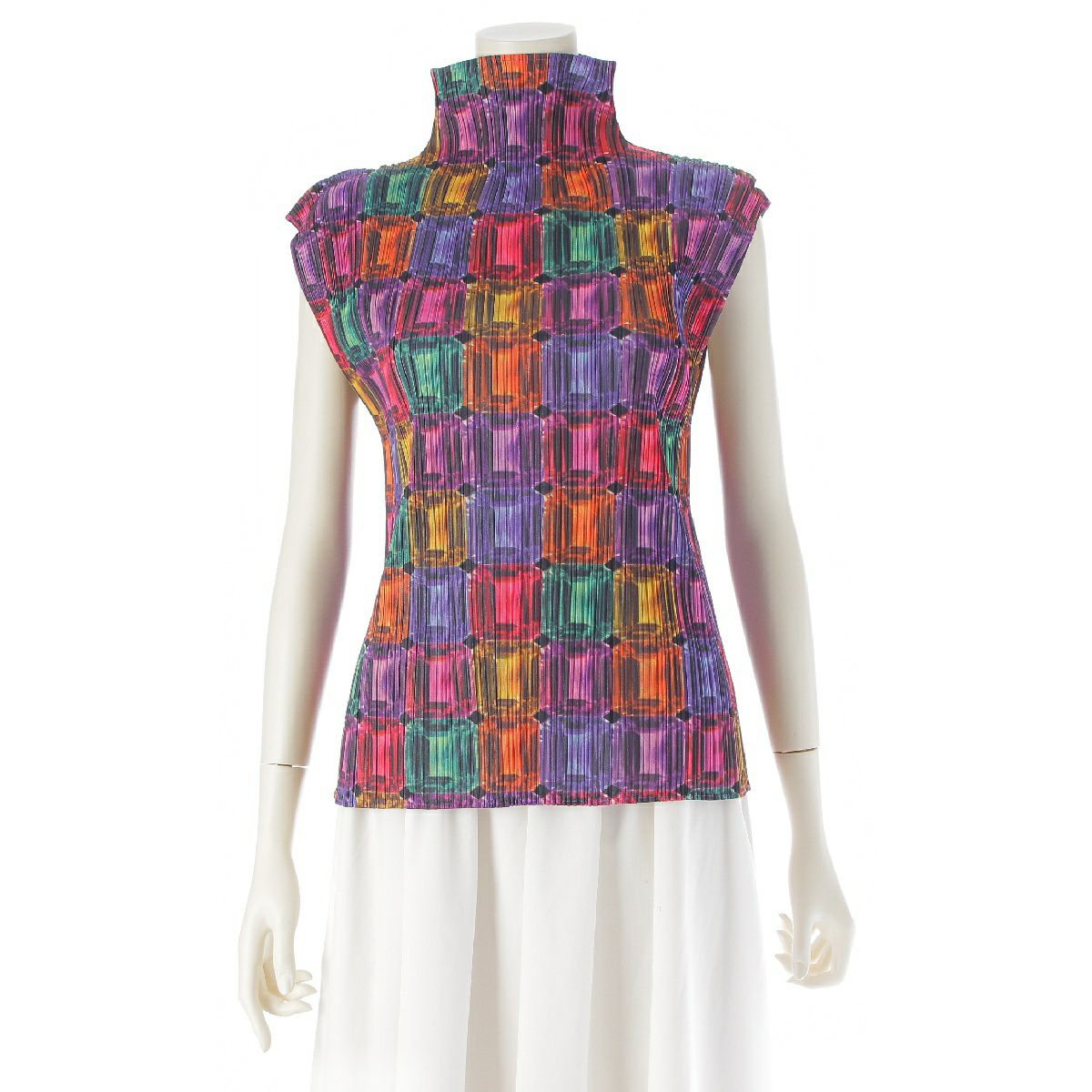 プリーツプリーズ イッセイミヤケ PLEATS PLEASE ISSEY 総柄 像 TEA  