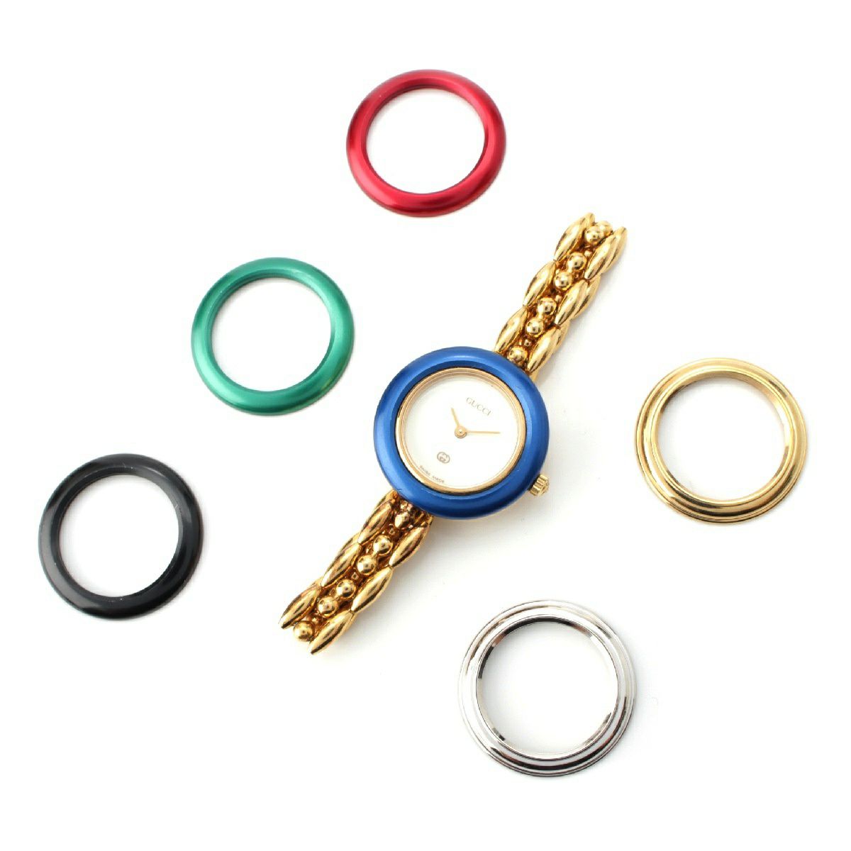 グッチ ステンレススチール チェンジベゼル ジュエリーウォッチ 腕時計