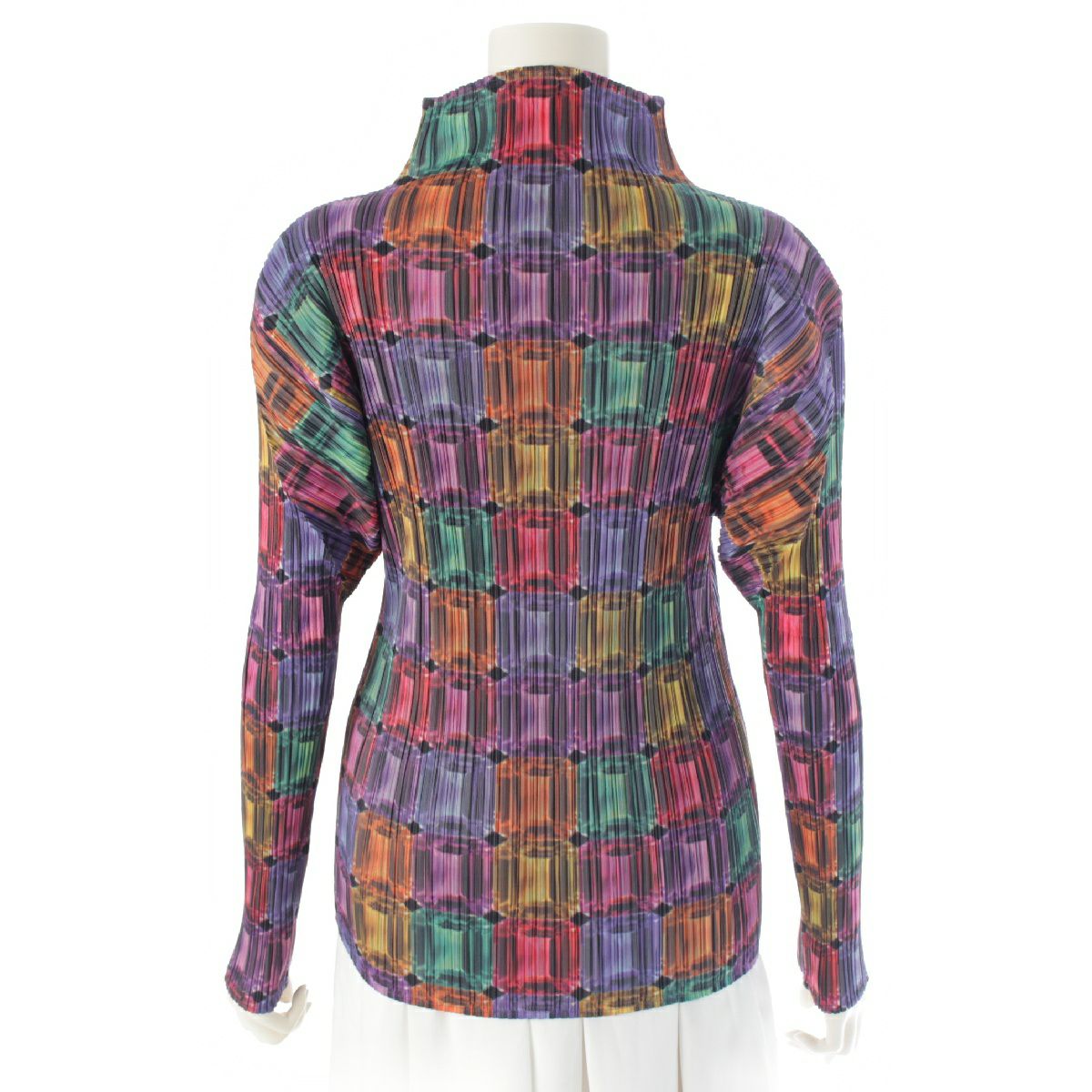 プリーツプリーズ イッセイミヤケ 宝石総柄 長袖 ボトルネック  