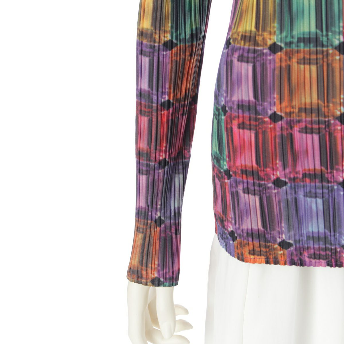 極美品 超希少 プリーツプリーズ マルチカラー 総柄 トップス イッセイミヤケ 極美品 PLEATSPLEASE プリーツプリーズ ISSEY MIYAKE イッセイ