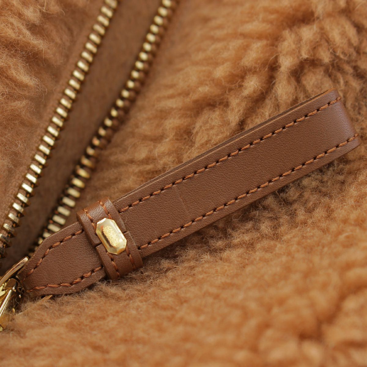 マックスマーラ テディベア キャメル シルク ボア ライダース ショート