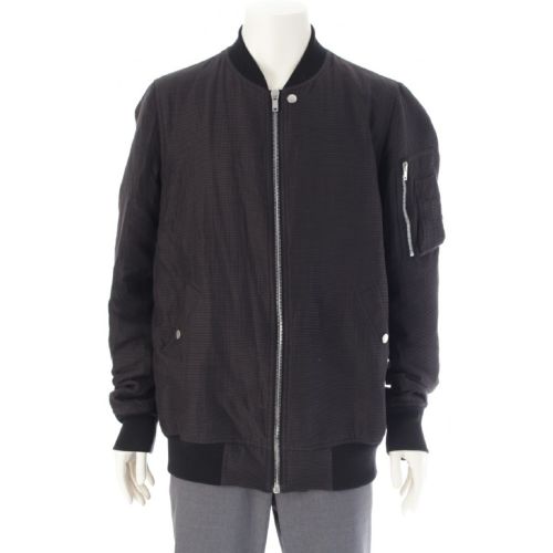 リックオウエンス 19SS コットン シルク ボーダー MA-1 ブルゾン フライトボンバージャケット アウター RU19S2791-SCP ブラック 52