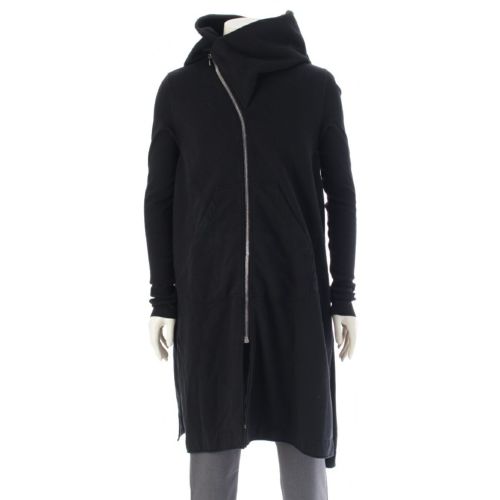 リックオウエンス ダークシャドウ Rick Owens DRKSHDW 16AW コットン ジップアップ フーディー ロング パーカー ジャケット コート DS16F8227-F ブラック L