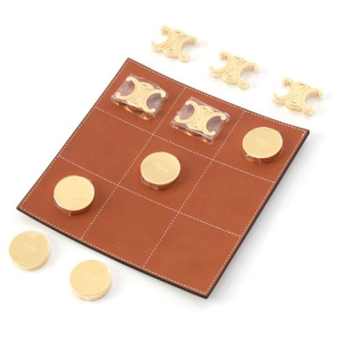 セリーヌ カーフスキン ブラス ティックタックトゥー ボードゲーム 雑貨 4M3853AOM.04LU ブラウン×ゴールド