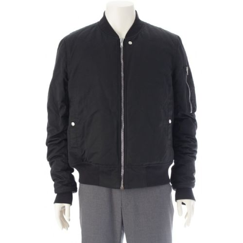 リックオウエンス ダークシャドウ Rick Owens DRKSHDW 22AW コットン ナイロン ジップアップ MA-1 ブルゾン フライトボンバージャケット アウター DU02B4771-MU ブラック シルバー金具 L