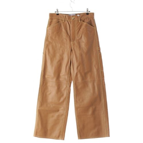マルニ カーハート Carhartt 22AW ラムスキン レザー ペインター ストレート パンツ ボトムス PUMY0017A0 ブラウン S
