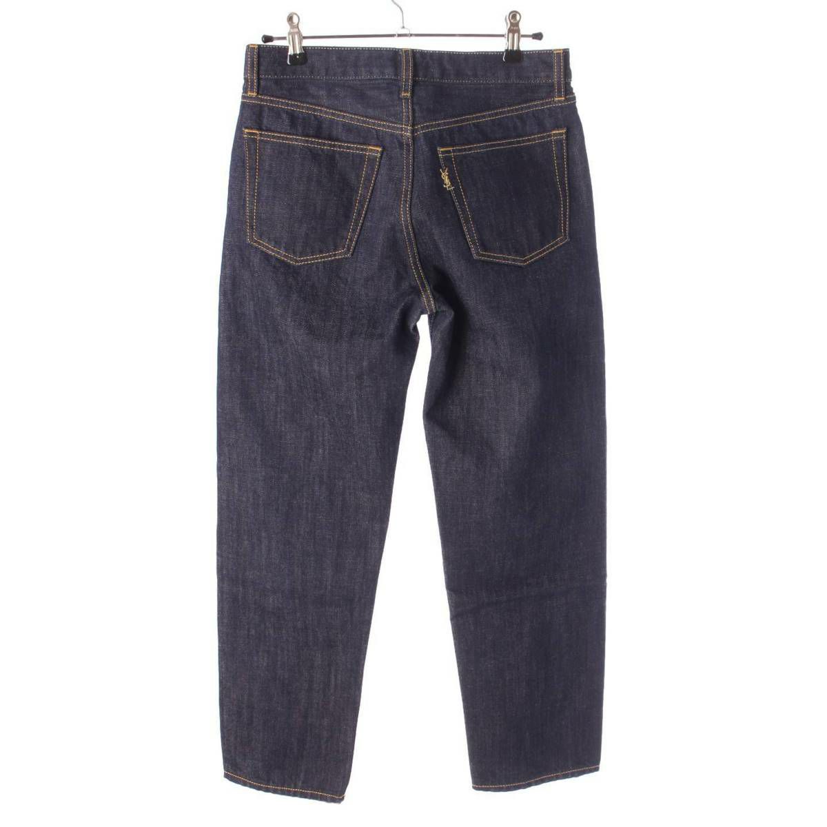 イヴ・サンローラン 21年 ロゴ刺繍 ステッチ テーパード デニムパンツ