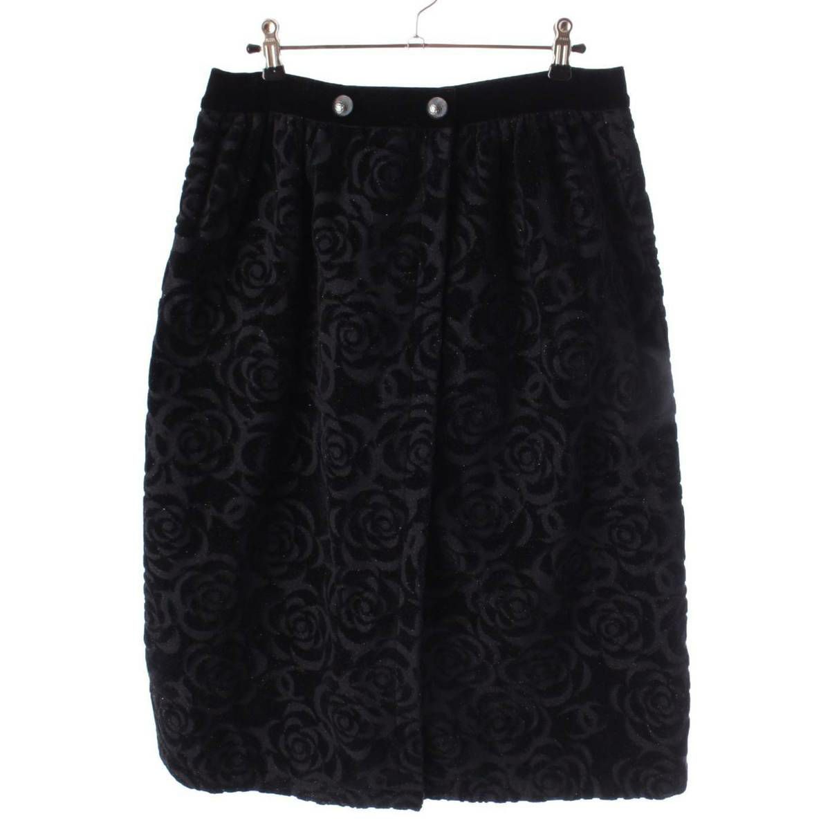 シャネル コットン パッチワーク スリット デニム スカート P61825  