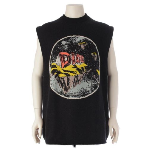 クリスチャンディオール Christian Dior 23AW カシミヤ ウール CDアステロディオール ニット ベスト 393M664AT693 ブラック S