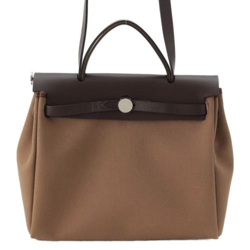 エルメス Y刻印 エールバッグジップ 31PM トワルオフィシエ ヴァッシュハンター 2WAY ハンドバッグ エトゥープ エベンヌ