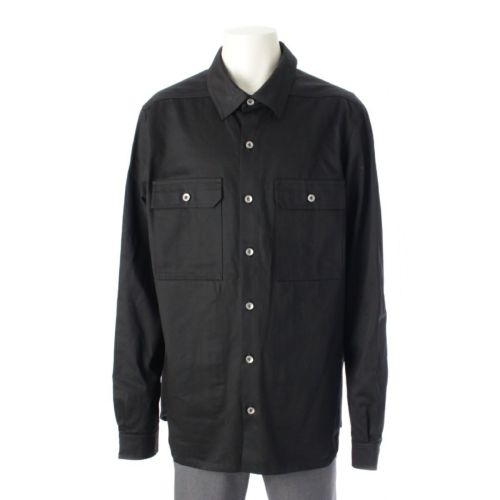 リックオウエンス ダークシャドウ Rick Owens DRKSHDW 22AW WOVENOUTER SHIRTS オーバーサイズ ワーク 長袖シャツ ジャケット ブラック L