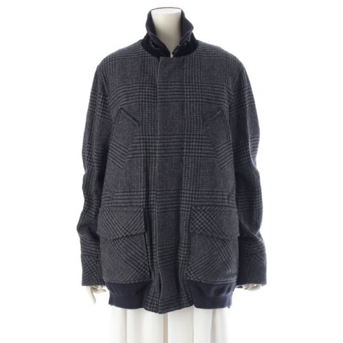 サカイ 18AW ウール ドッキング グレンチェック スタンドカラー ジャケット アウター ブルゾン 18-01806M グレー 1