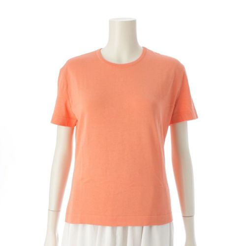 シャネル 97P コットン ココマーク ワンポイント刺 ニット 半袖Ｔシャツ カットソー トップス P07156 サーモンオレンジ 42