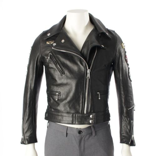 ヒステリックグラマー ルイスレザー Lewis Leathers 20SS バックスカル サイクロン ダブル ライダースジャケット ブラック シルバー金具 FREE