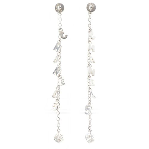 シャネル ロゴ No.5 ロングチェーン ピアス イヤリング アクセサリー SV925 シルバー 9.9g