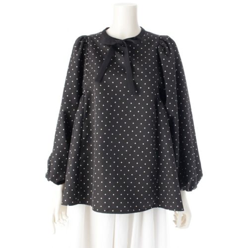 ヨリ 24AW シャンタングログラン ドットサイドギャザー ブラウス トップス YR21-24170AW ブラック 36