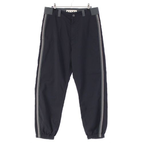 マルニ 19SS ウール バイカラー サイドライン リブ パンツ スラックス ボトムス PUMU0042Q0 ネイビー グレー 46