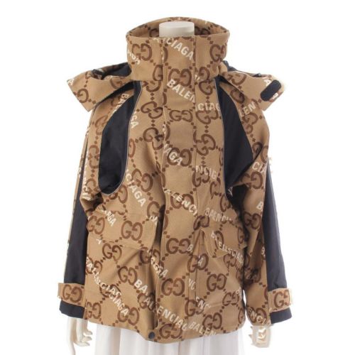 グッチ バレンシアガ BALENCIAGA ハッカープロジェクト ジャンボGG フード ジャケット 676426 ベージュ 34