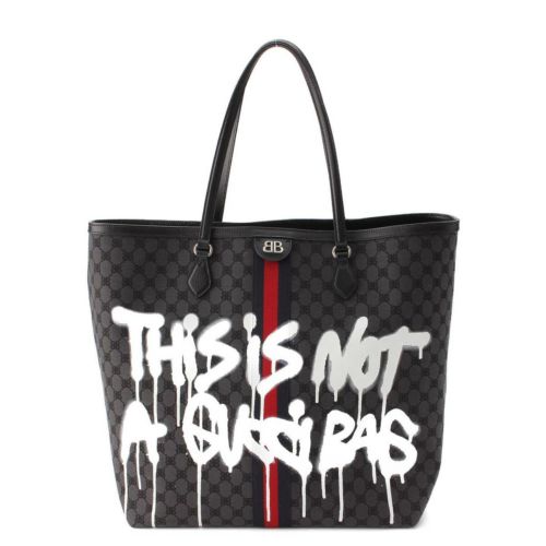 グッチ バレンシアガ BALENCIAGA ハッカープロジェクト グラフィティ トートバッグ 680127 ブラック