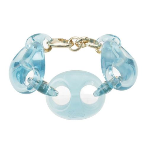 グッチ MARINA マリナ プラスチック クリア チェーン ブレスレット アクセサリー ブルー