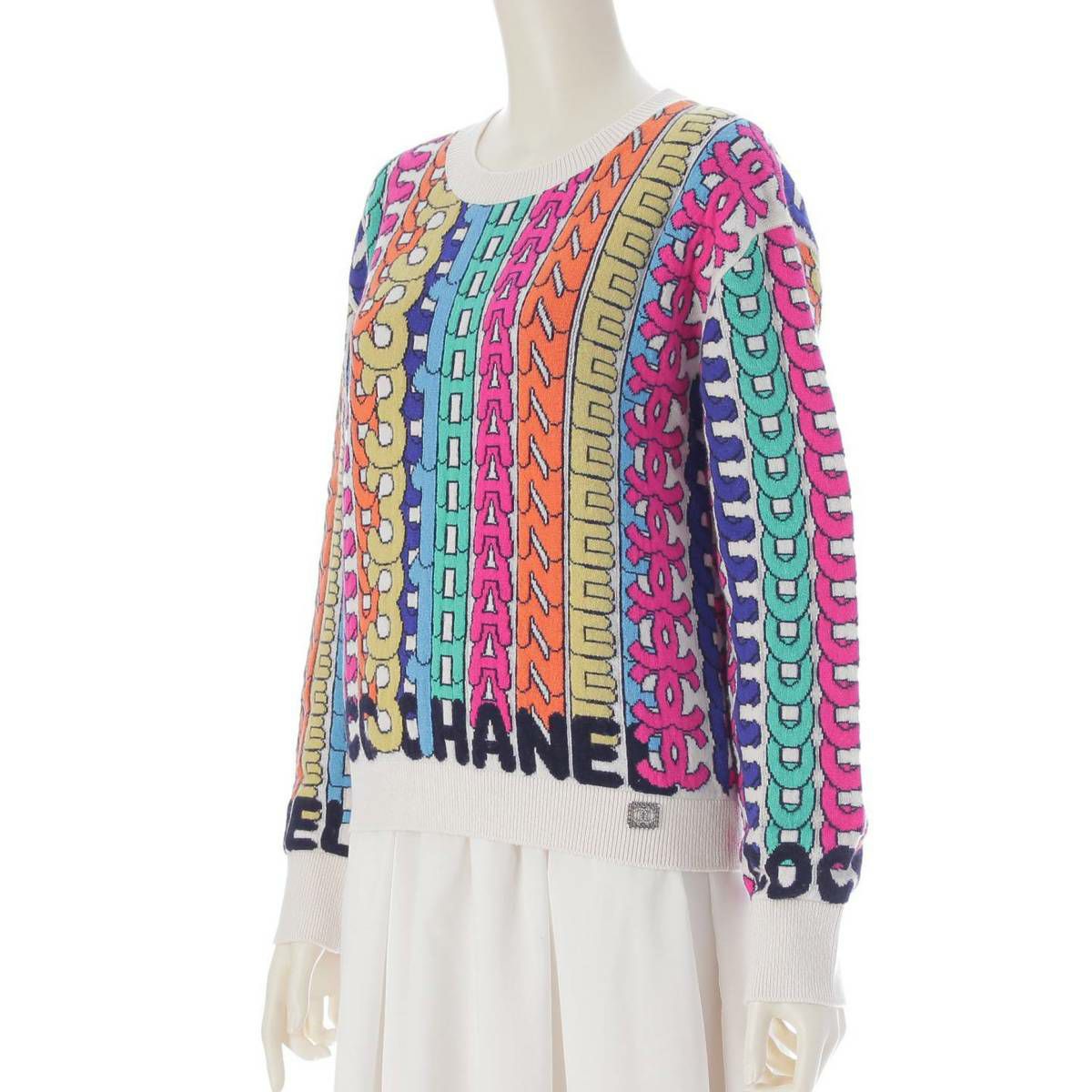 シャネル カシミヤ ココマーク ロゴ ジャガード 長袖 ニット セーター