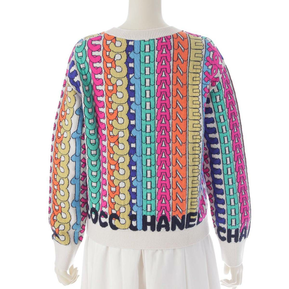 シャネル カシミヤ ココマーク ロゴ ジャガード 長袖 ニット セーター