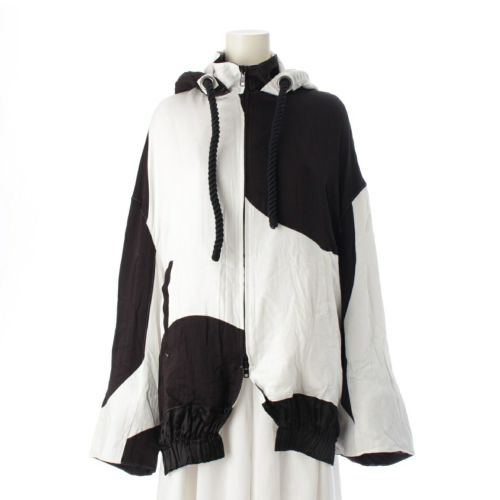 タケシコウサカ バイ ワイズピンクレーベル TAKESHI KOSAKA by Y's Pink Label 19SS ヨウジヤマモト 変形 フーディー ジャケット パーカー ブルゾン アウター YH-Y41-232 ホワイト×ブラック 2