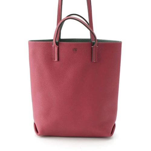 モワナ トリヨンレザー クアトロ リバーシブル 2WAY ショルダー ハンドバッグ ピンク ローズ系×グリーン