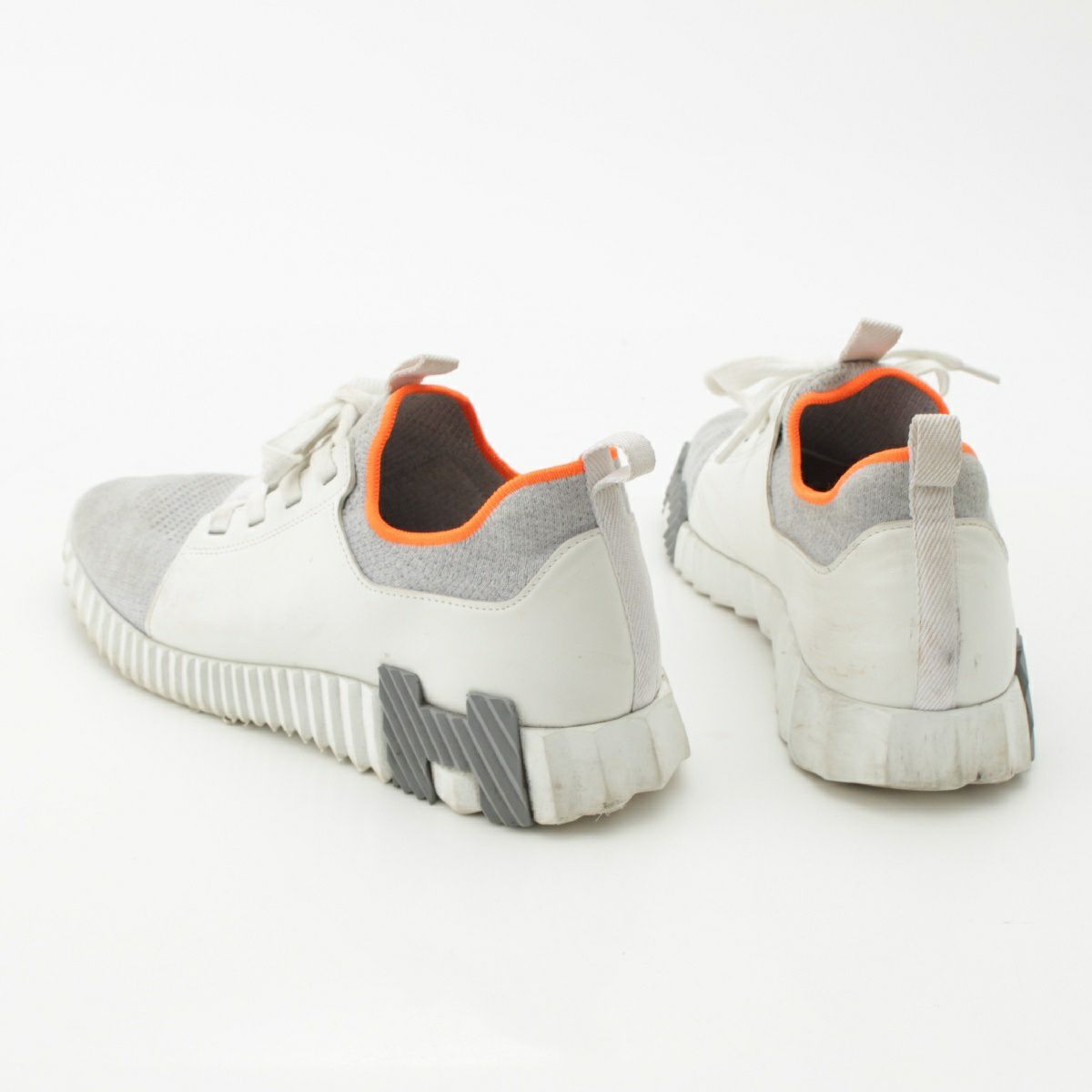 エルメス レザー バウンシング メッシュ スニーカー シューズ グレー  