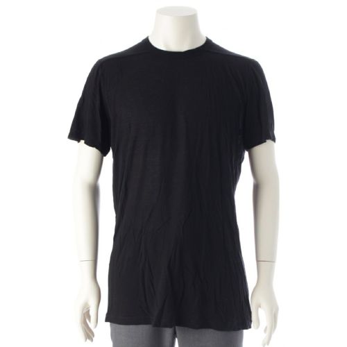 リックオウエンス 21AW シルク混 LEVEL T レベルTシャツ クルーネック 半袖Ｔシャツ カットソー RU02A5264 ブラック XL