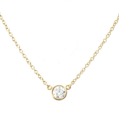 ティファニー バイザヤード ダイヤモンド 0.22ct ネックレス Au750 K18 G VVS2 3EX NONE YG イエローゴールド