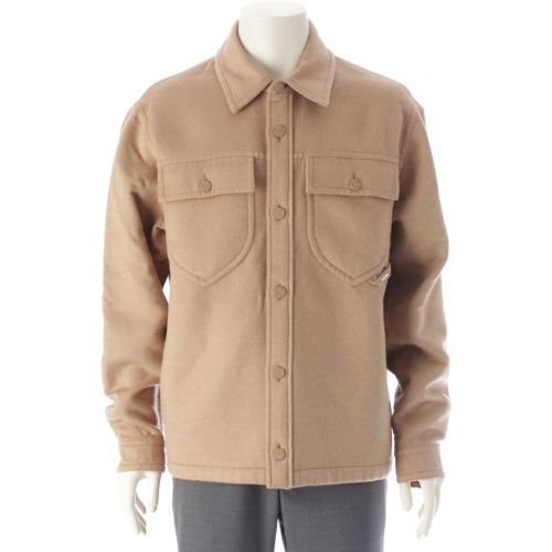 ルイヴィトン 24SS カシミヤ シルク ダブルフェイス オーバーサイズ 裏地モノグラム ジャケット シャツ トップス HQB42E ベージュ S