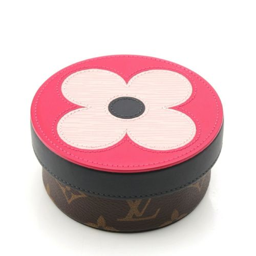 ルイヴィトン ボワット ウジェニPM モノグラム エピレザー ラウンド ジュエリーボックス アクセサリーポーチ GI0258 ピンク×ブラウン