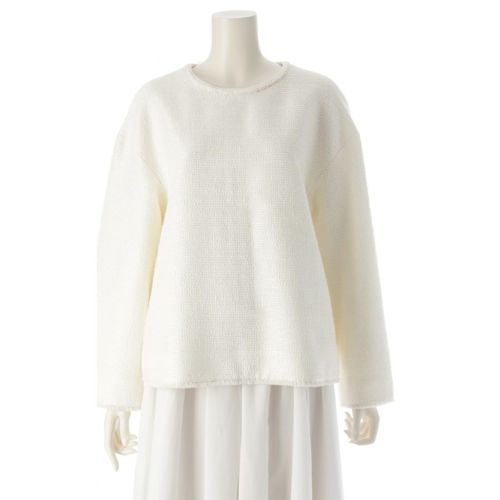 ドゥロワー WINTER2 ウール混 スパンコール バックリボン ブラウス トップス 6521-299-1241 アイボリー オフホワイト 36