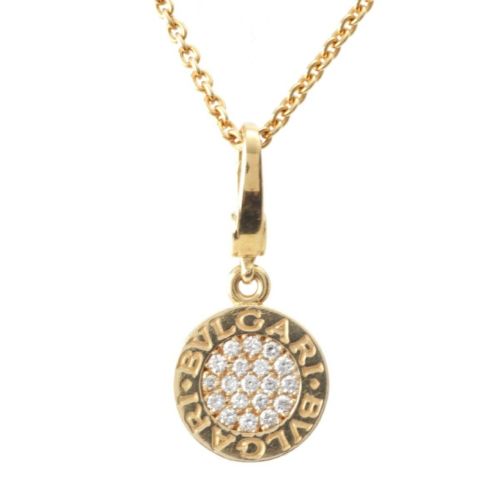 ブルガリ ブルガリブルガリ パヴェダイヤ トップチャーム ネックレス ペンダント ジュエリー イエローゴールド 9.8g