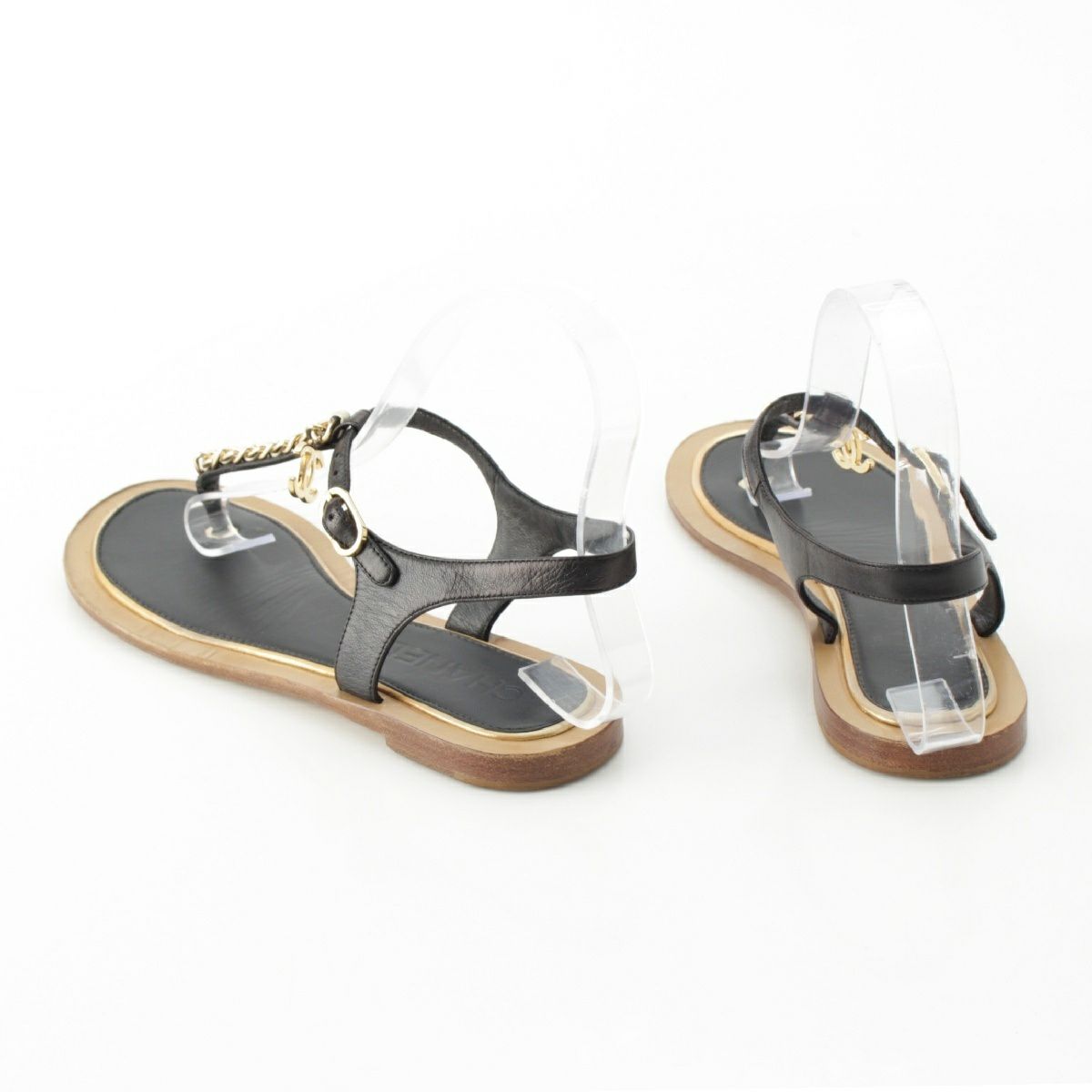 シャネル レザー ココマーク チェーン トング サンダル シューズ  