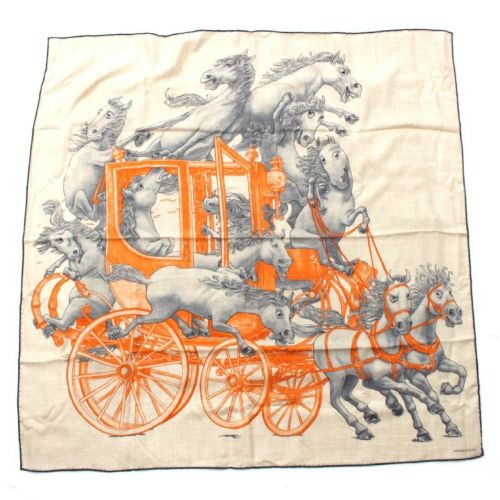 エルメス 22SS カレ100 Grand Carrosse Royal グラン ギャロス ロワイヤル 馬 馬車 カシシル スカーフ ベージュ