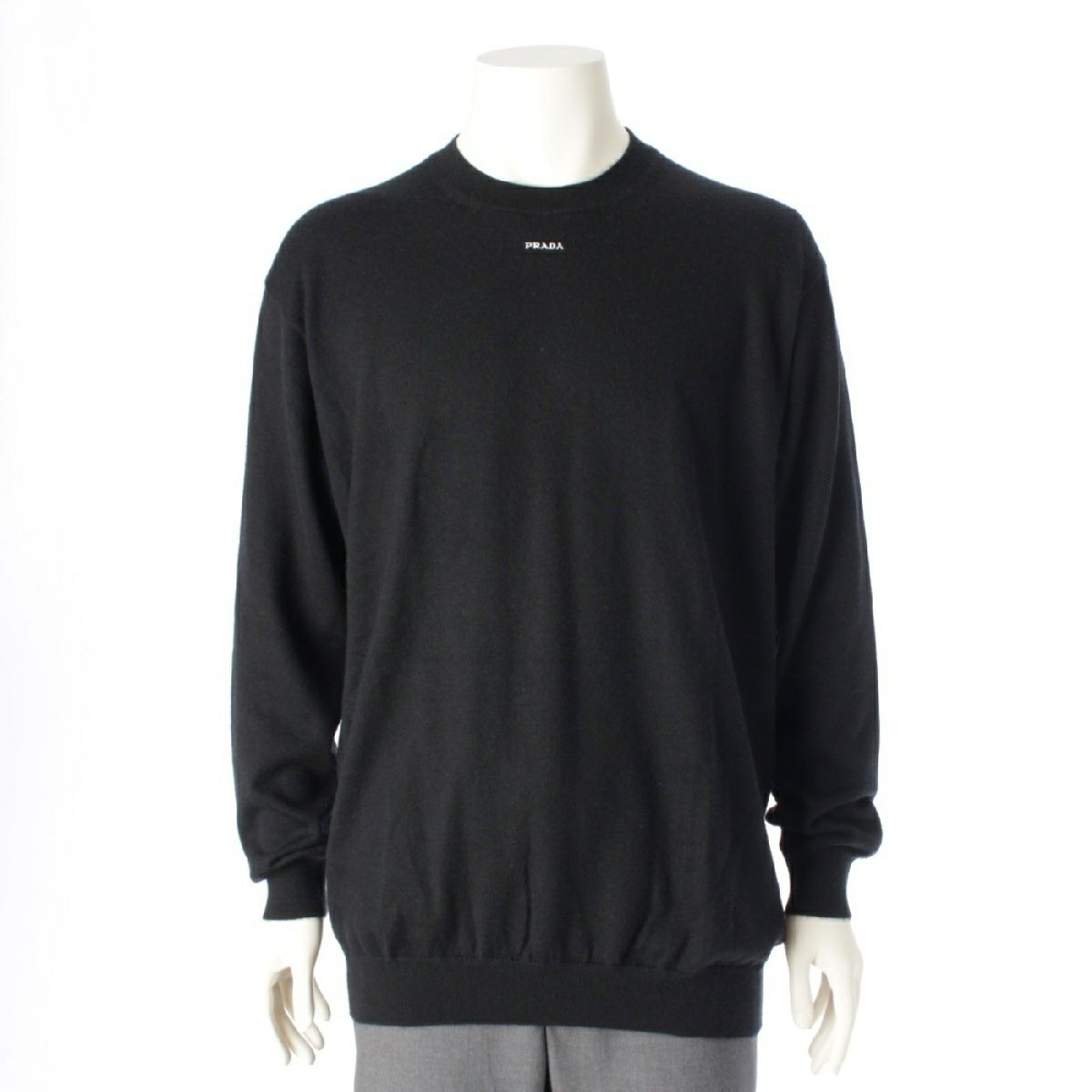 プラダ カシミヤ ロゴ刺繍 クールネック ニット セーター トップス  
