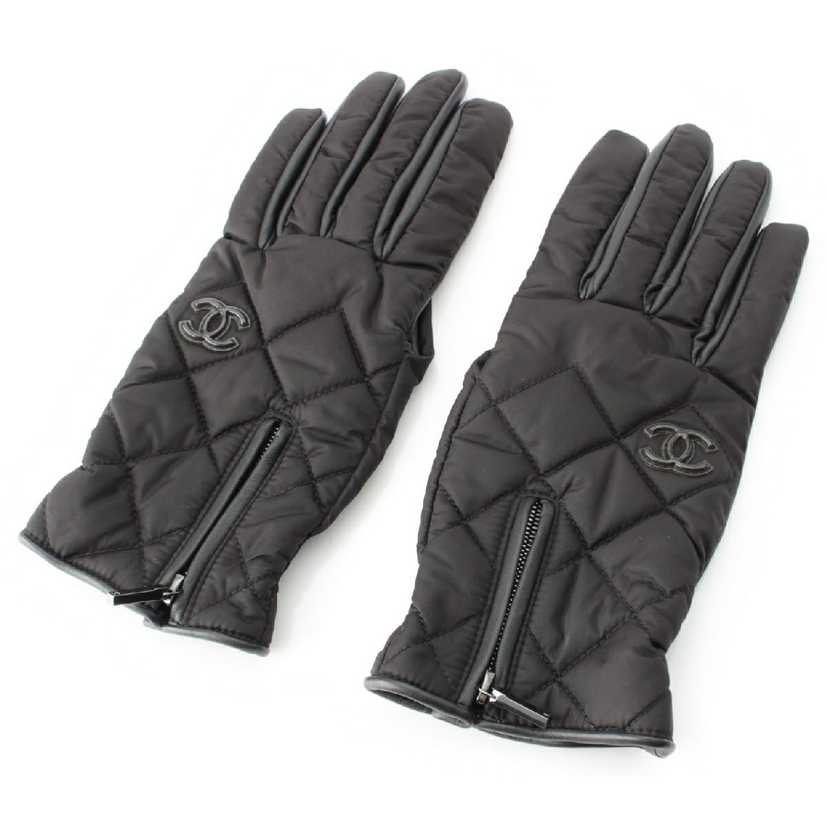 シャネル カーフスキン ココマーク マトラッセ ジップ 手袋 グローブ