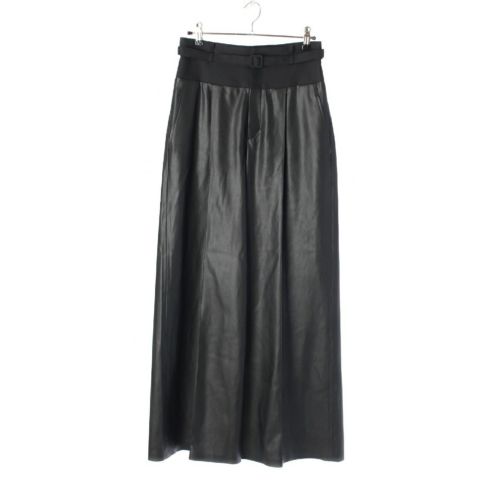 アドーア Fレザー ベルト付き ワイド パンツ ボトムス 531-3230911 ブラック 36