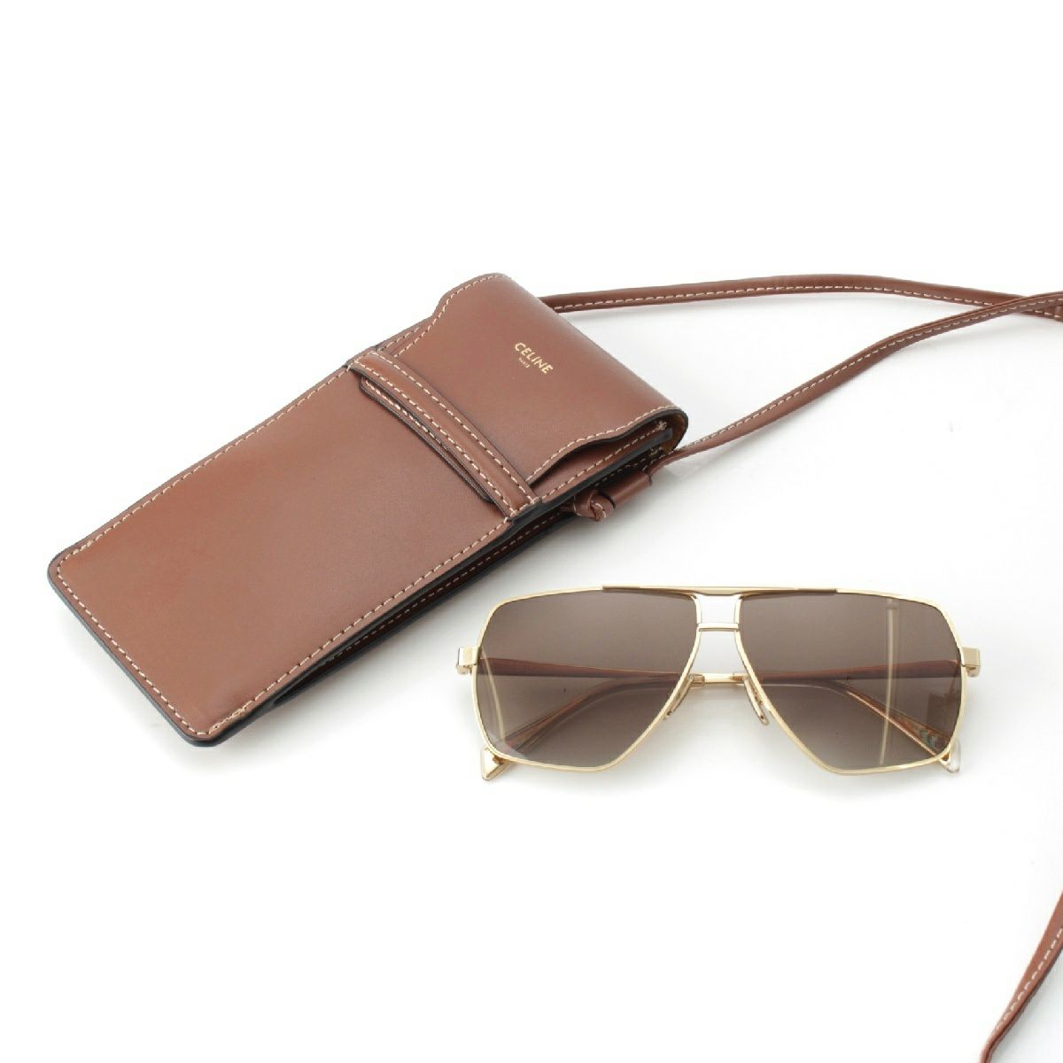 セリーヌ ショルダーケース付 ティアドロップ サングラス アイウェア  
