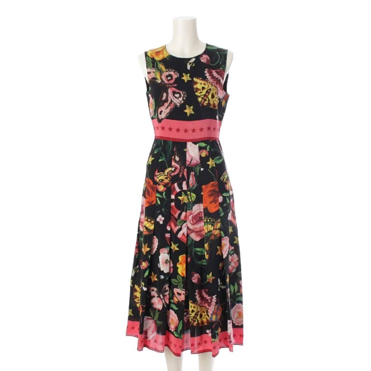 グッチ 16年 シルク フローラル デイ ドレス ワンピース 438722 マルチ  