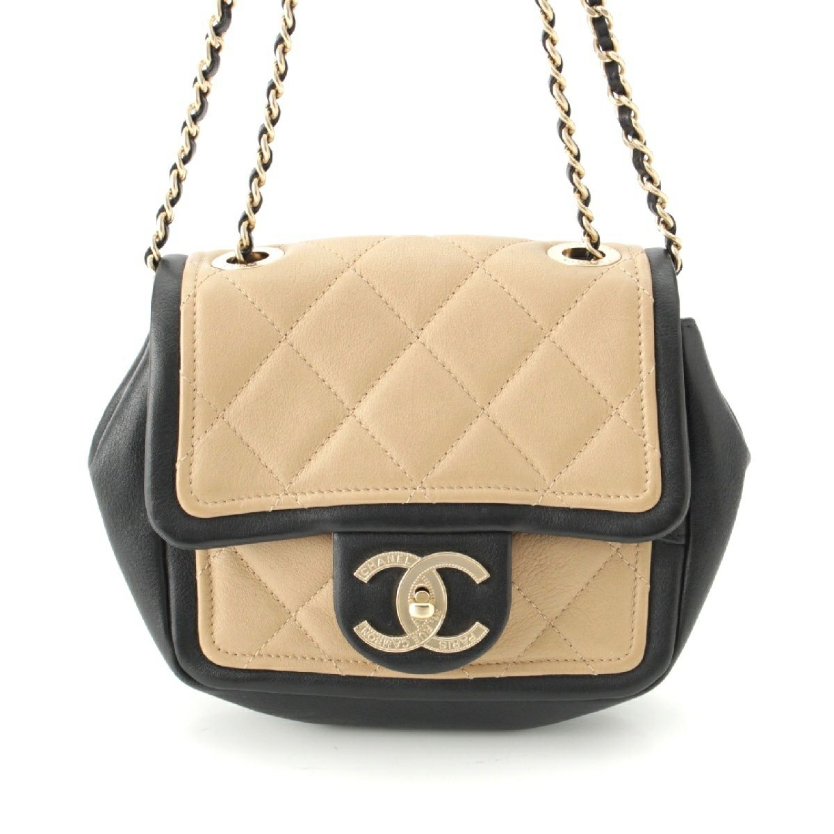 シャネル 19番台 ラムスキン ミニ マトラッセ チェーンショルダー ココ  