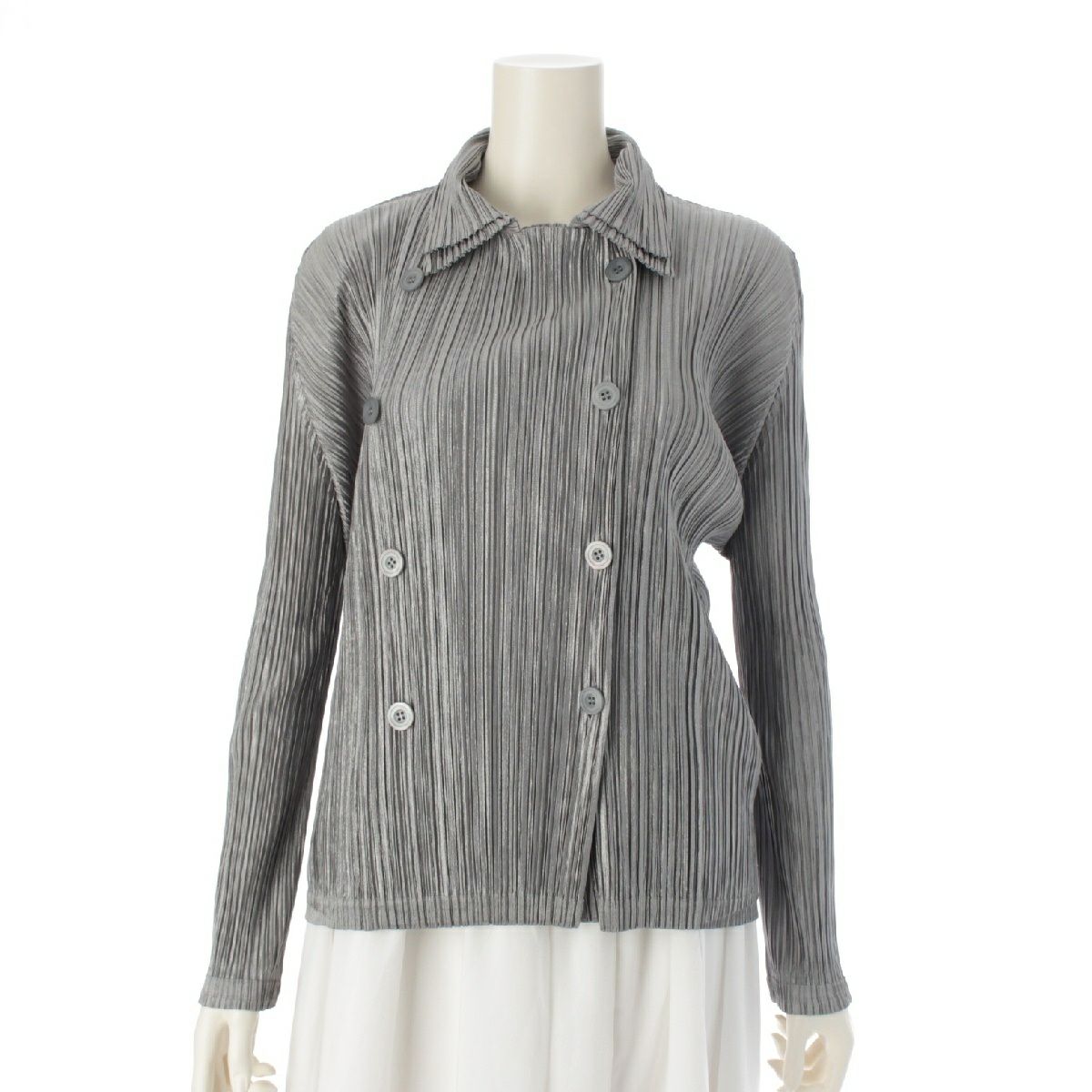 プリーツプリーズ イッセイミヤケ ポリエステル 長袖 ダブルブレスト  